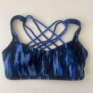 Lululemon Blue Strappy Sports Bra with Intricate Back